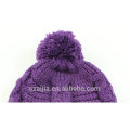 Ladies colorful acrylic knitted pom hat